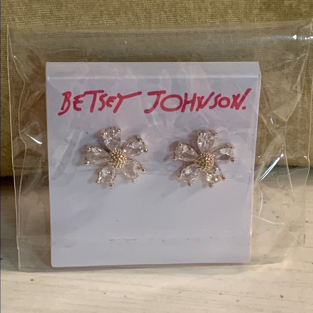 Betsey Johnson Crystal Flower Earrings